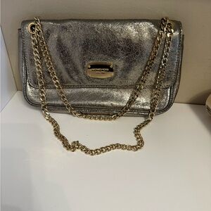 Michael Kors Metallic Gold Crossbody Bag with Gold Chain